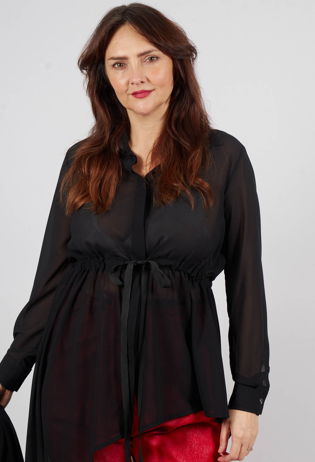 Asymmetric Georgette Shirt in Black