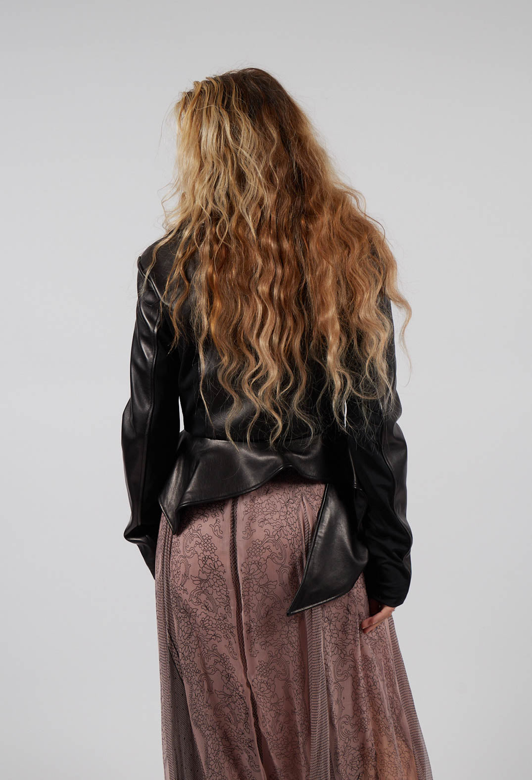 Asymmetric Slim Leather Jacket in Black
