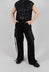 Wide Fit Stretch Fleece Trousers in Black
