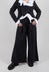 Cotton Blend Palazzo Trousers in Black Pinstripe