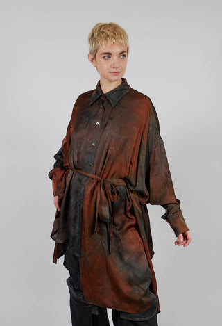 Asymmetric Satin Dyed Shirt in Black