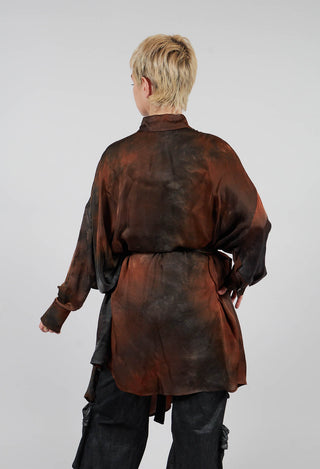 Asymmetric Satin Dyed Shirt in Black