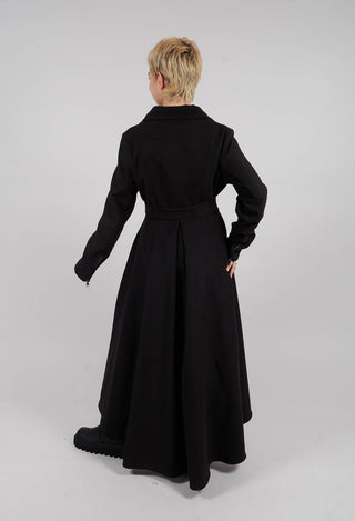 Coat with High Low Hem in Black