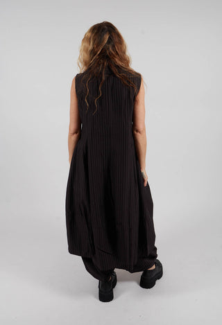 Sleeveless Midi Pinstripe Dress in Black
