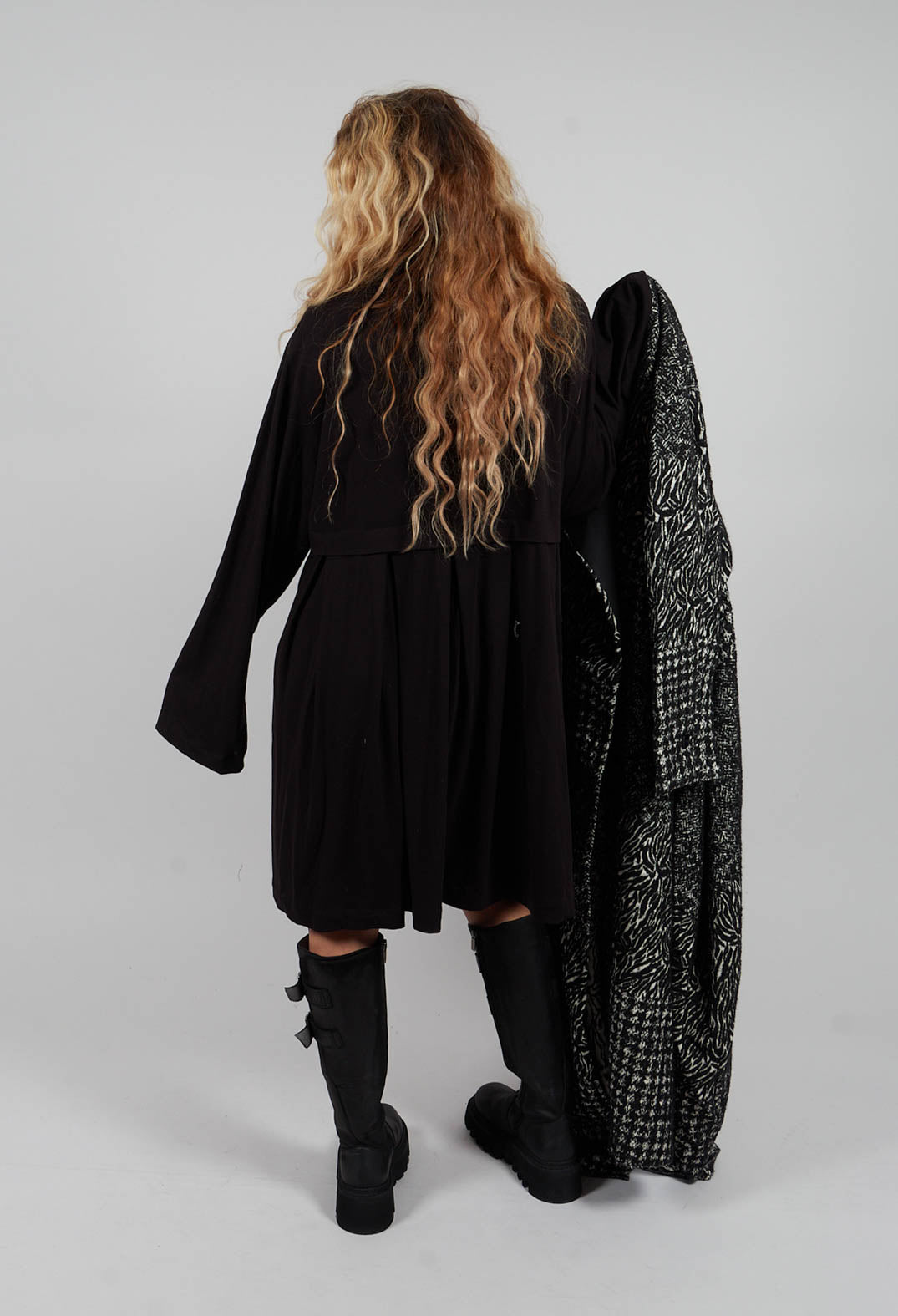 High Neck Shirt Dress in Black