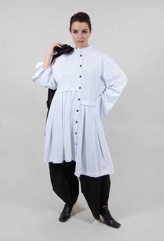 High Neck Shirt Dress in White