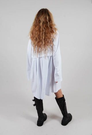 High Neck Shirt Dress in White