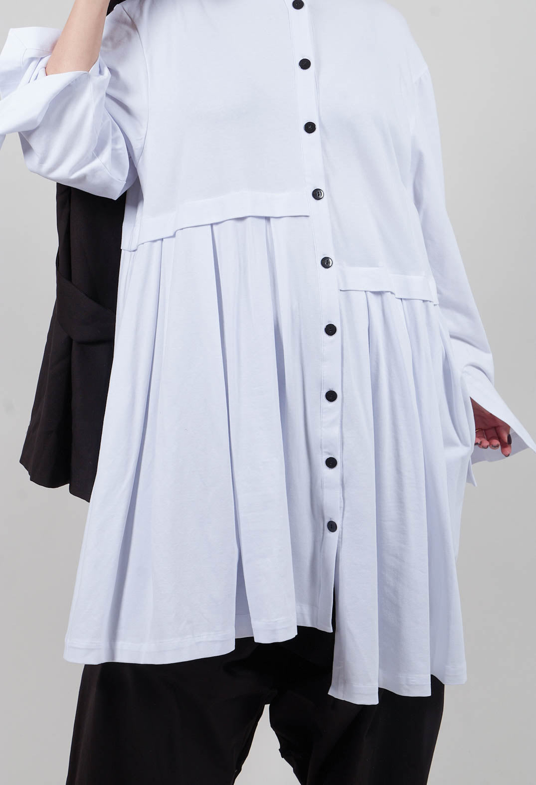 High Neck Shirt Dress in White