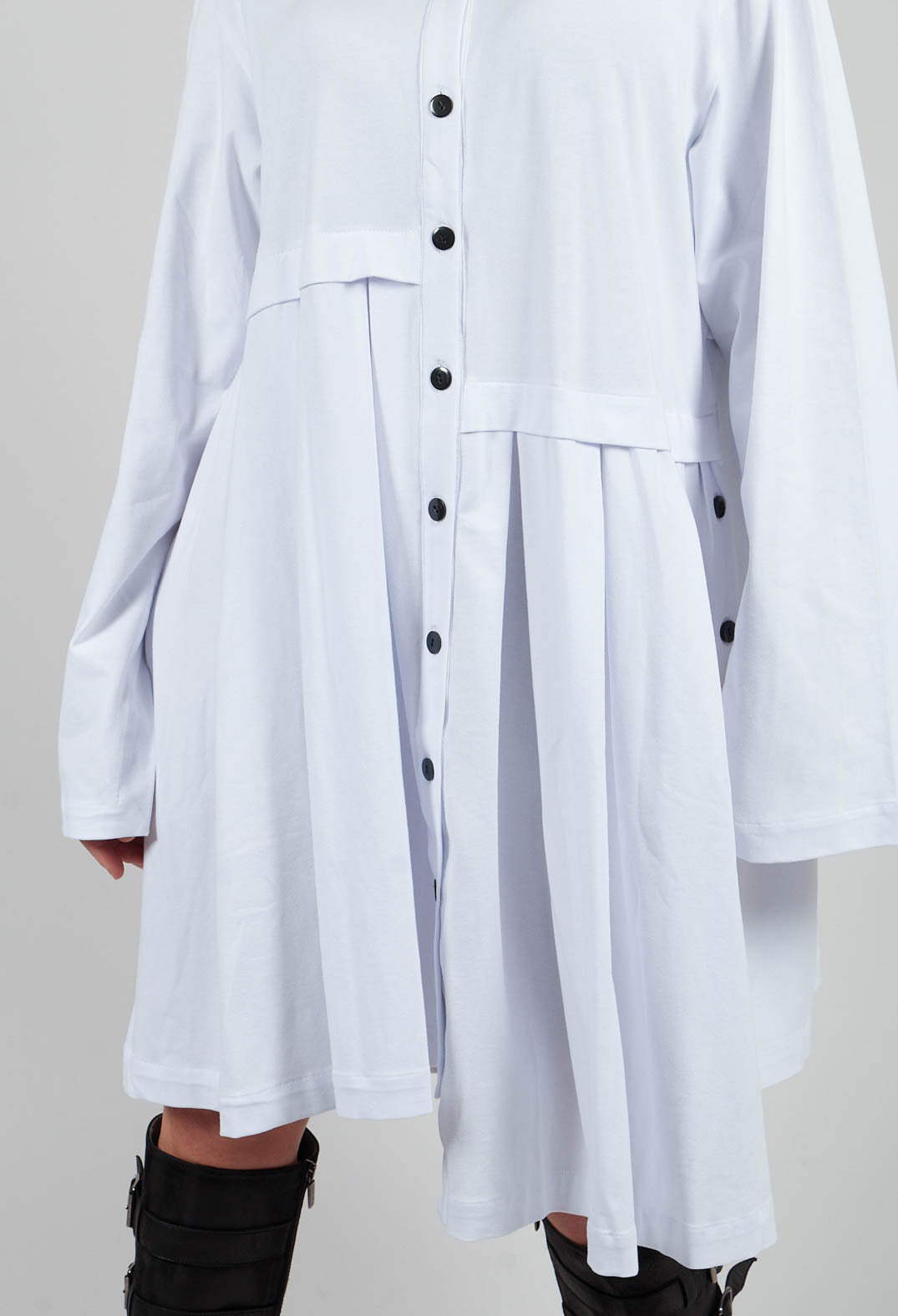 High Neck Shirt Dress in White