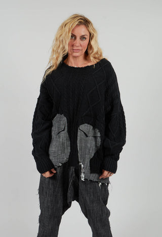 Jacket in Jeans and Black Wool