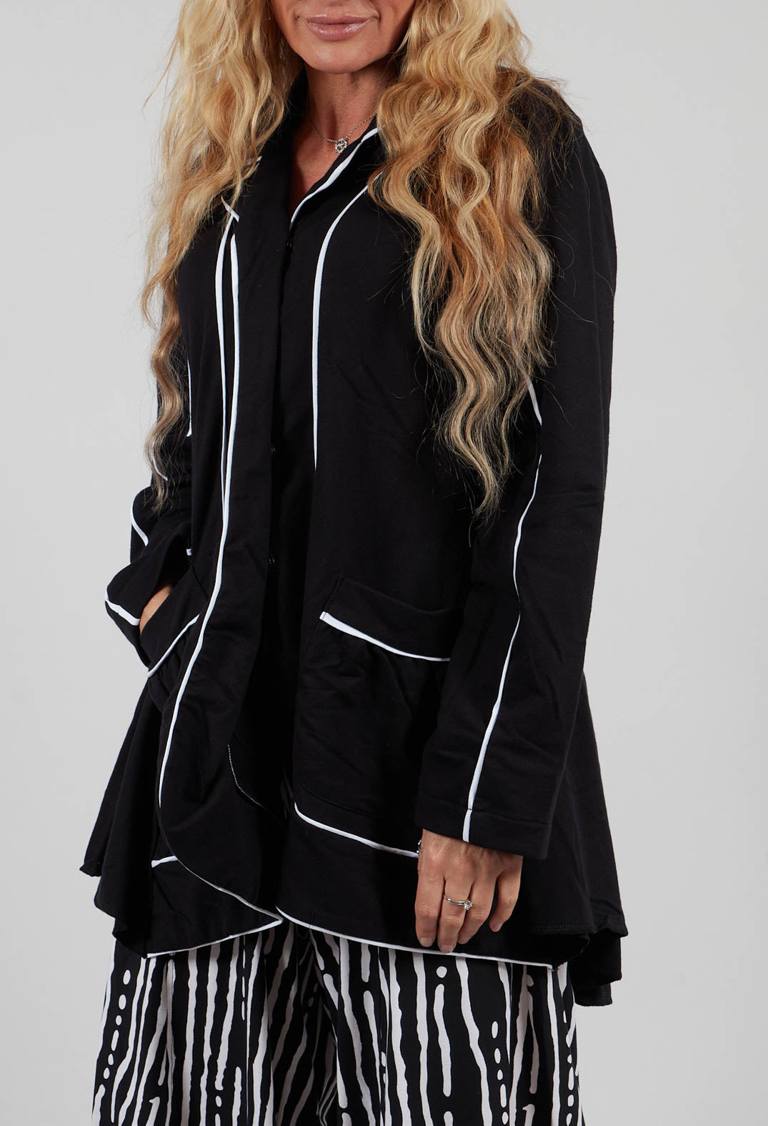 Contrast Detail Jacket in Black and White