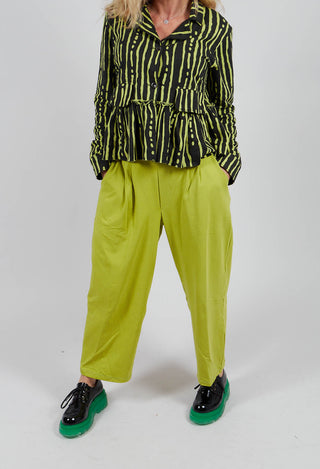 Pleated Front Wide Legged Trouser in Lime
