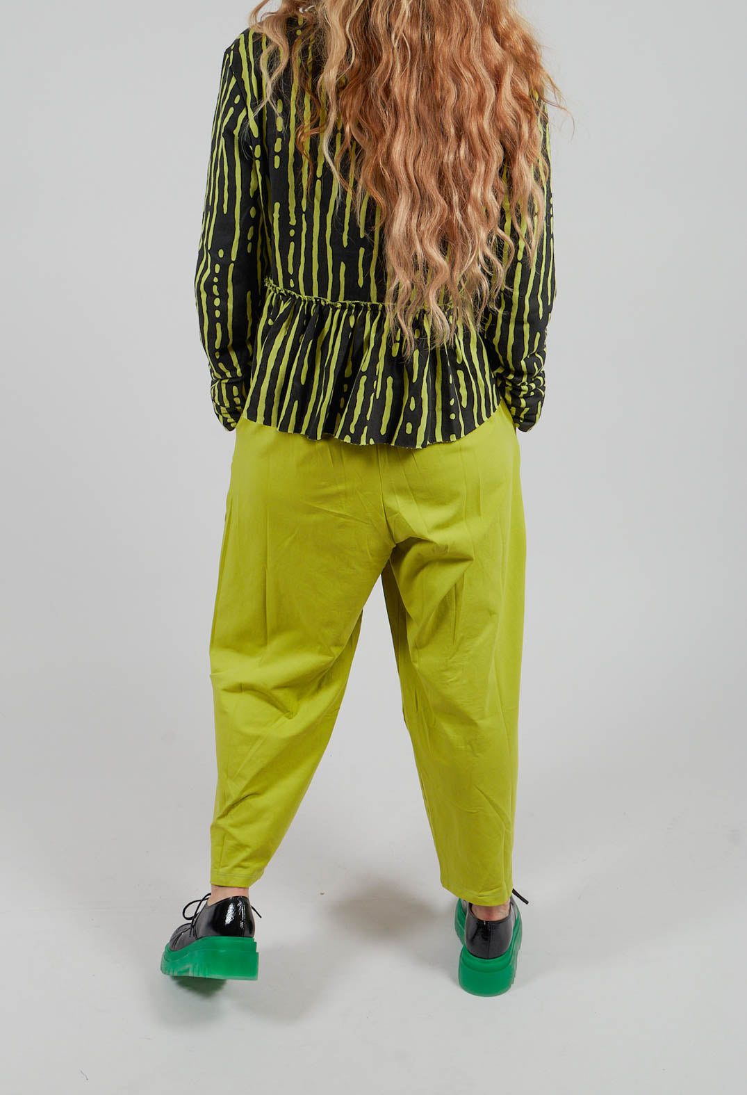 Pleated Front Wide Legged Trouser in Lime