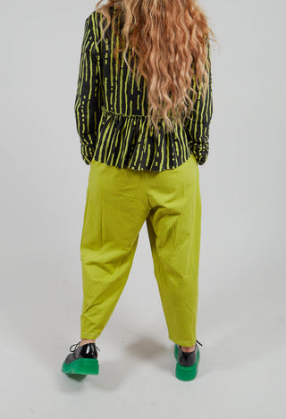 Pleated Front Wide Legged Trouser in Lime