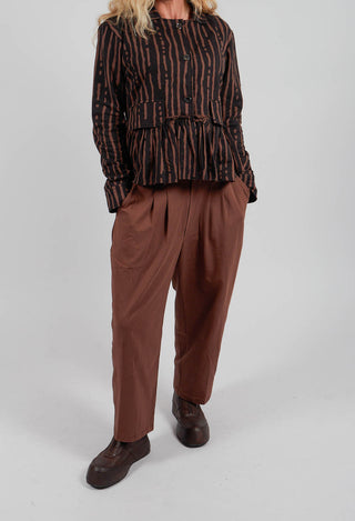 Pleated Front Wide Legged Trouser in Brown