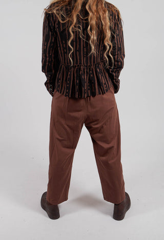 Pleated Front Wide Legged Trouser in Brown