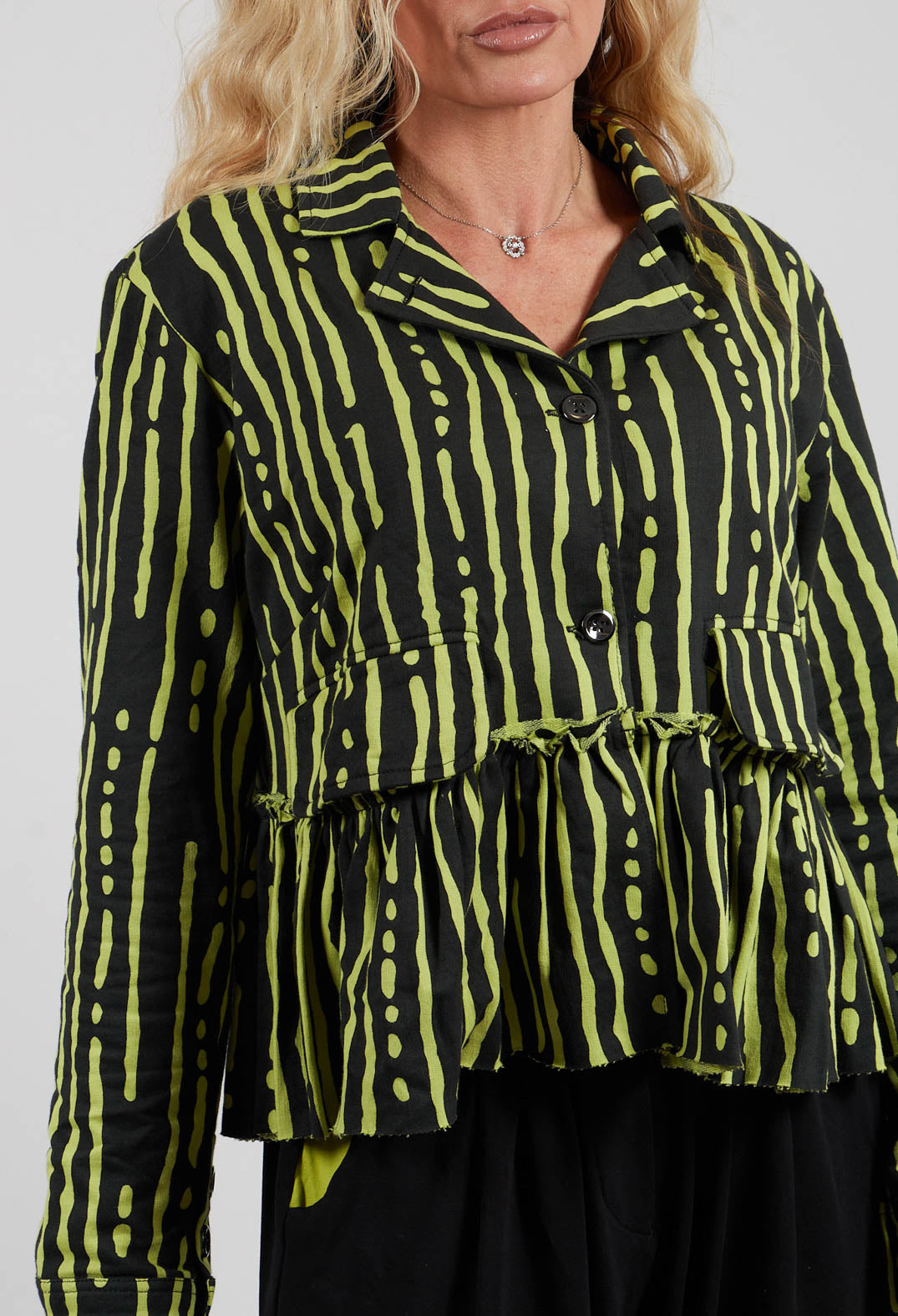 Cropped Jacket in Black and Lime