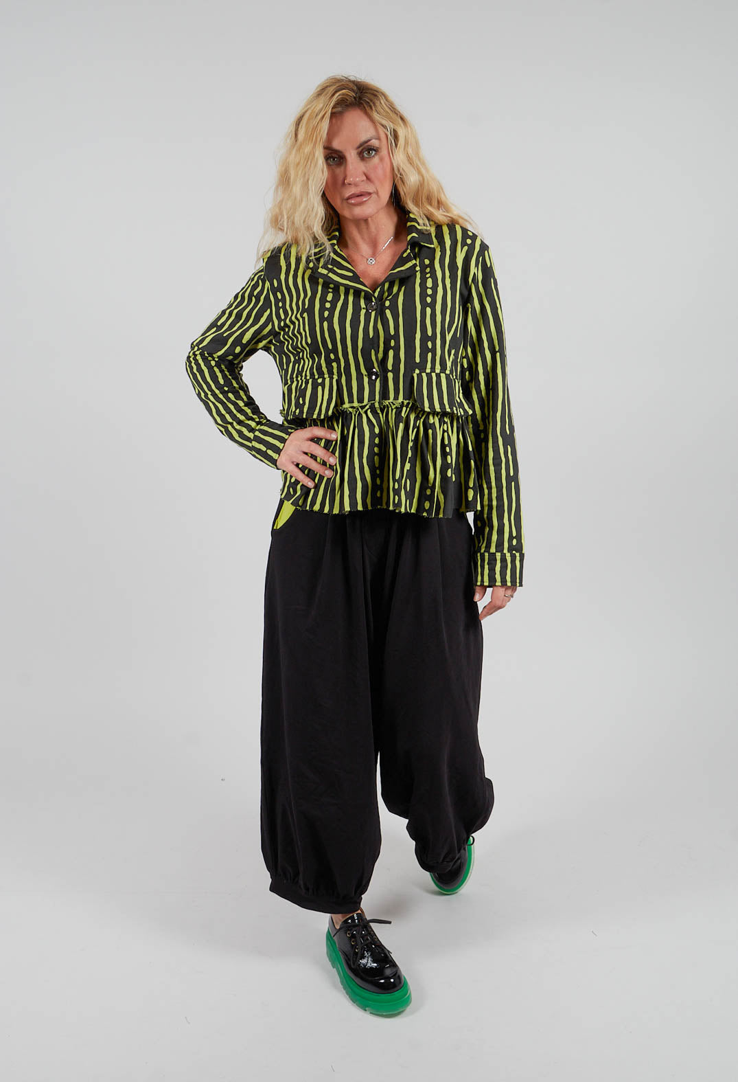 Cropped Jacket in Black and Lime