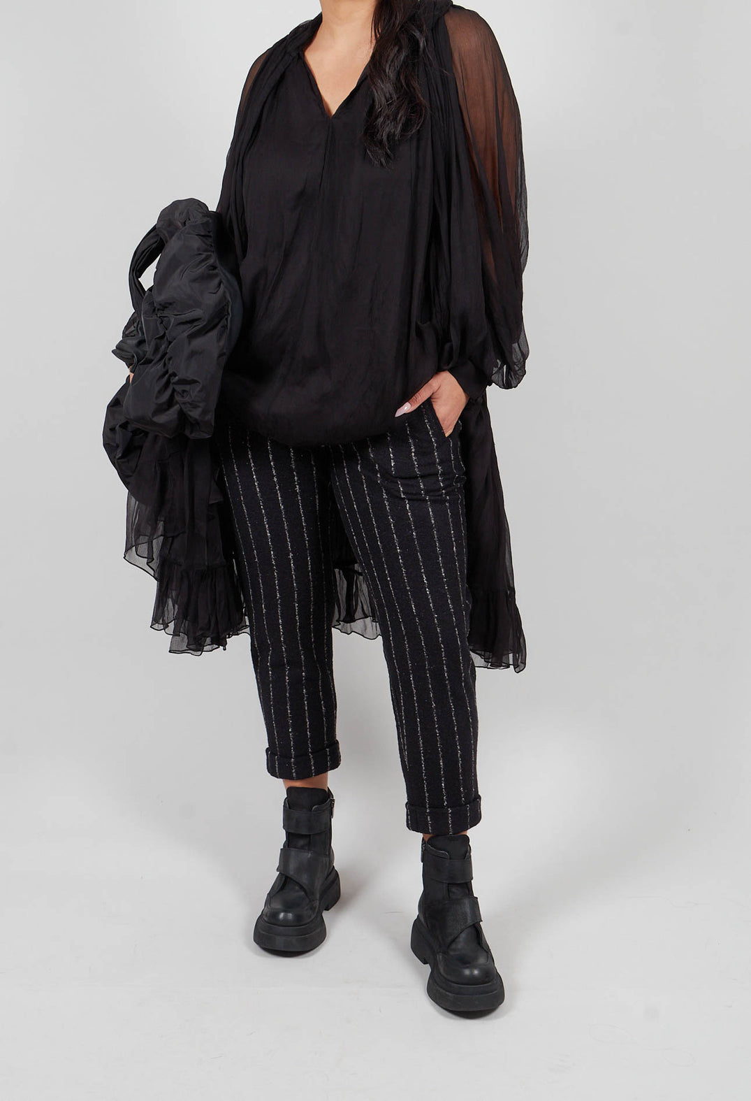 Geisha Long Trousers in Black Onyx Stripe
