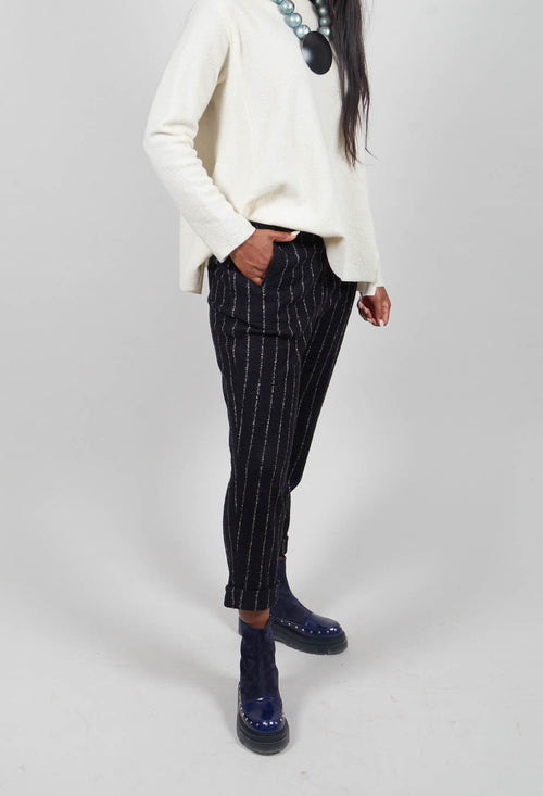 Geisha Long Trousers in Black Onyx Stripe
