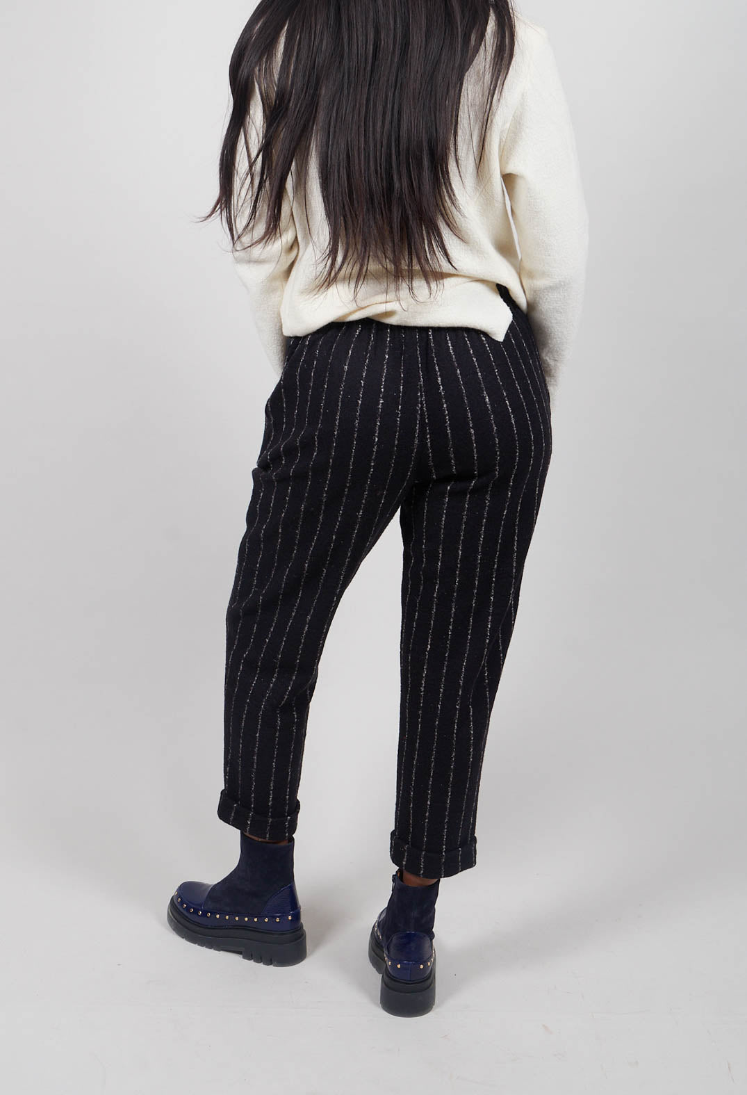 Geisha Long Trousers in Black Onyx Stripe