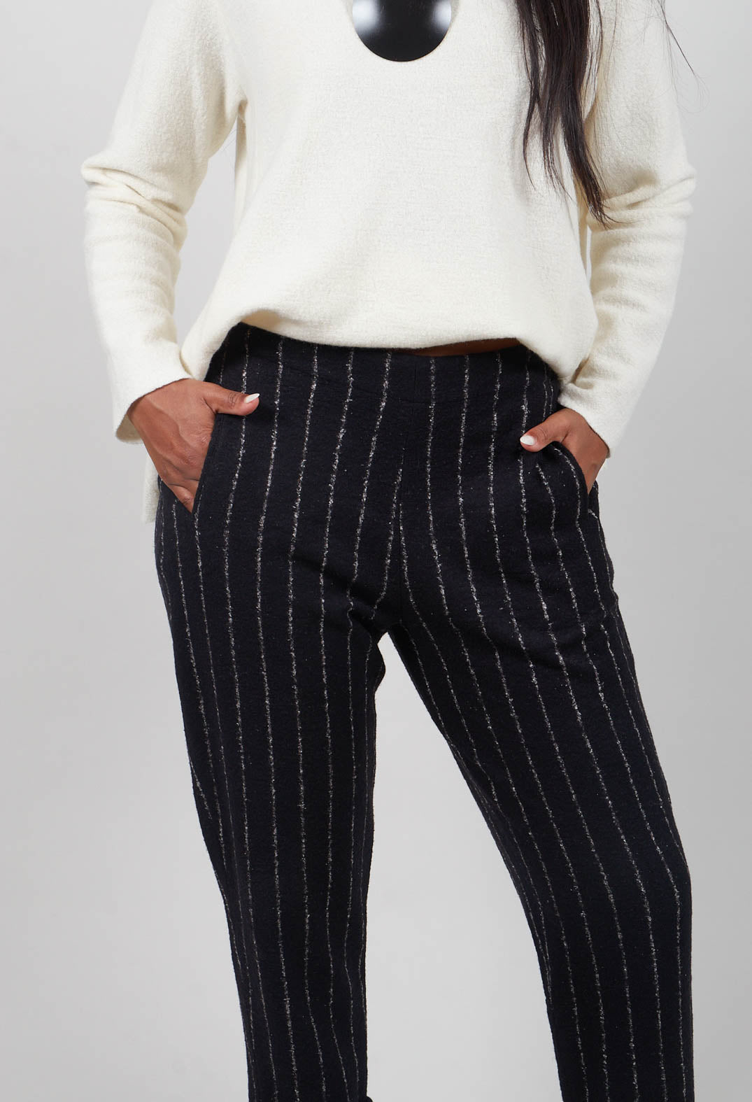 Geisha Long Trousers in Black Onyx Stripe