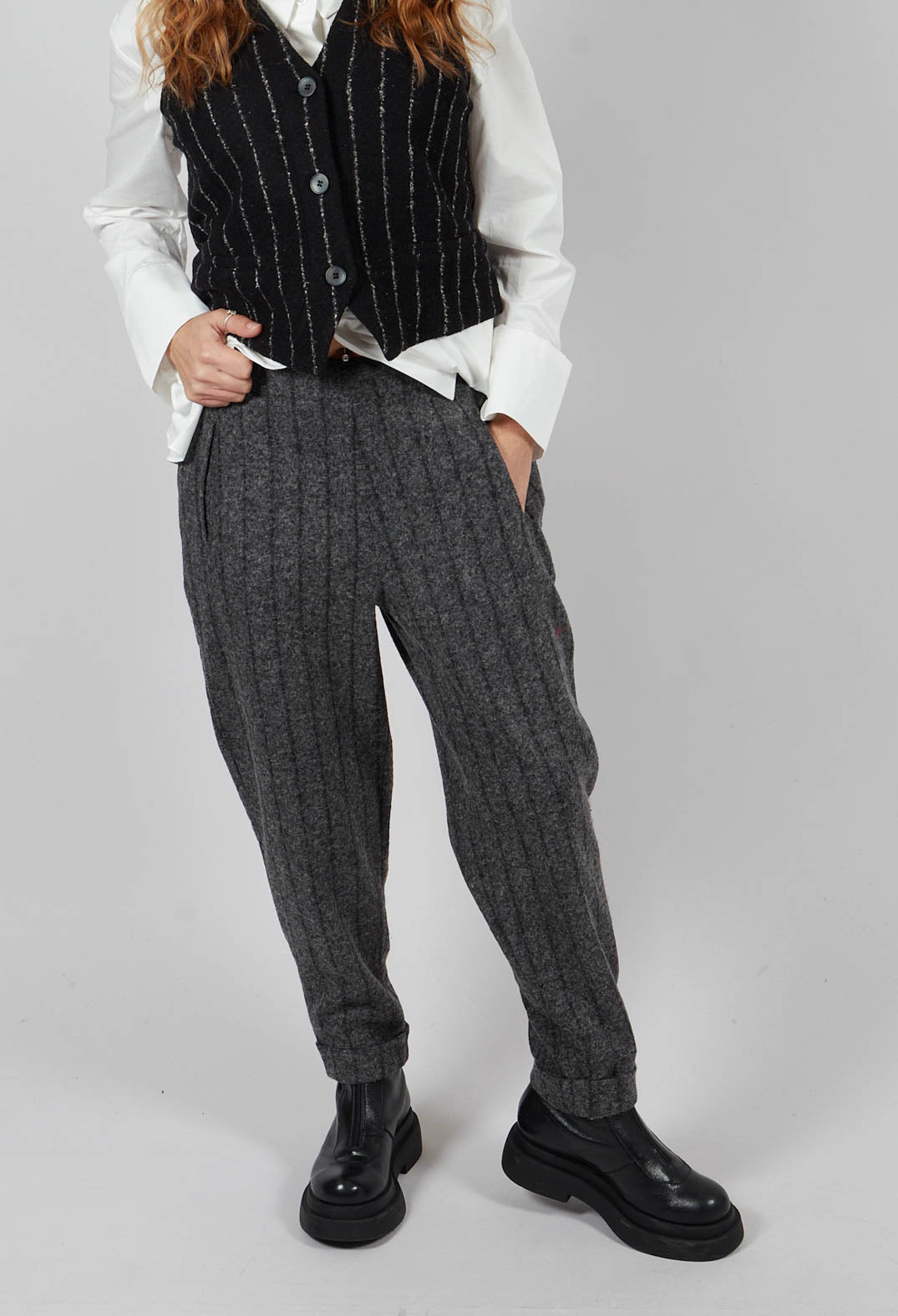 Geisha Long Trousers in Granite Stripe