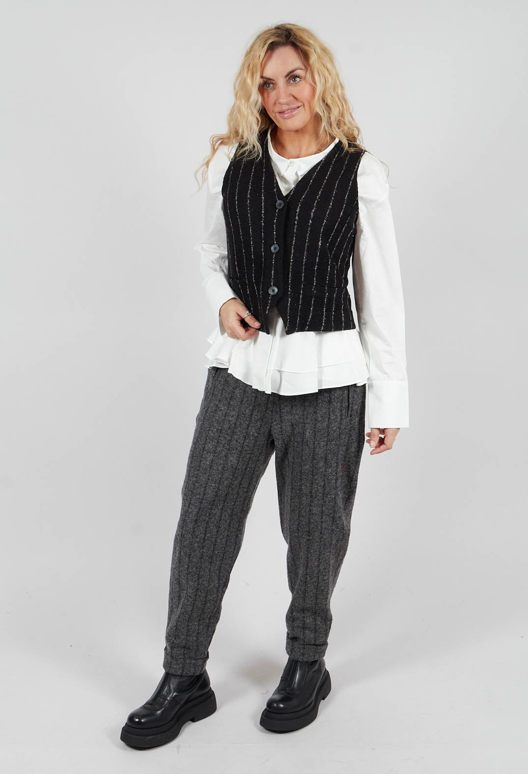 Kazamar Waistcoat in Black Onyx Stripe