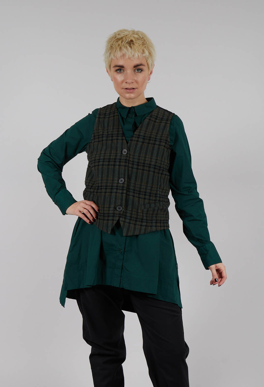 Kazamar Waistcoat in Dark Emerald