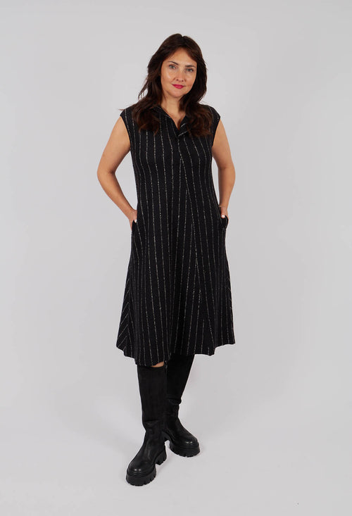Toya Dress in Black Onyx Stripe