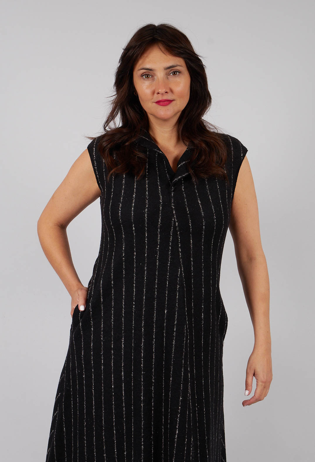 Toya Dress in Black Onyx Stripe