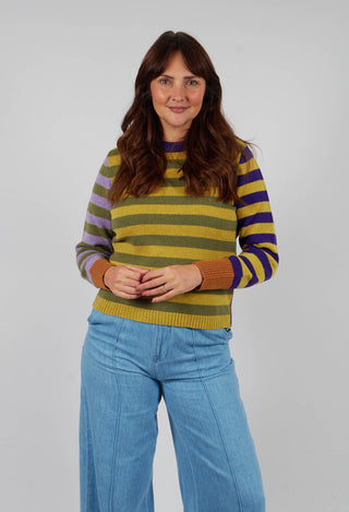 Stobo Stripe Reversible Sweater in Mulberry