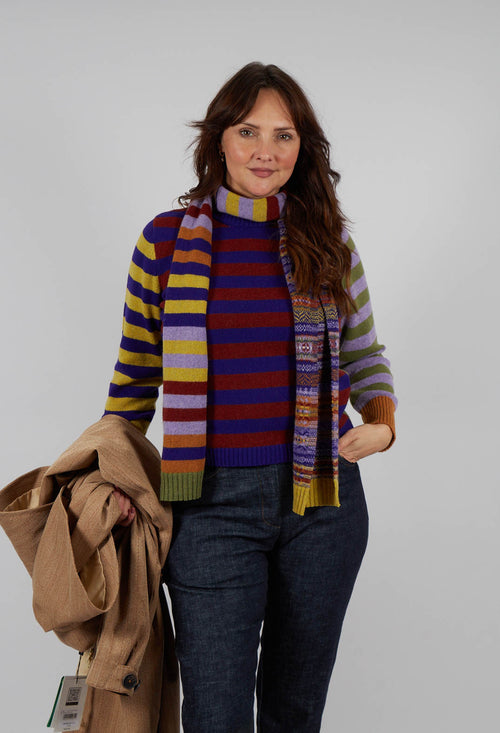Stobo Stripe Reversible Sweater in Mulberry