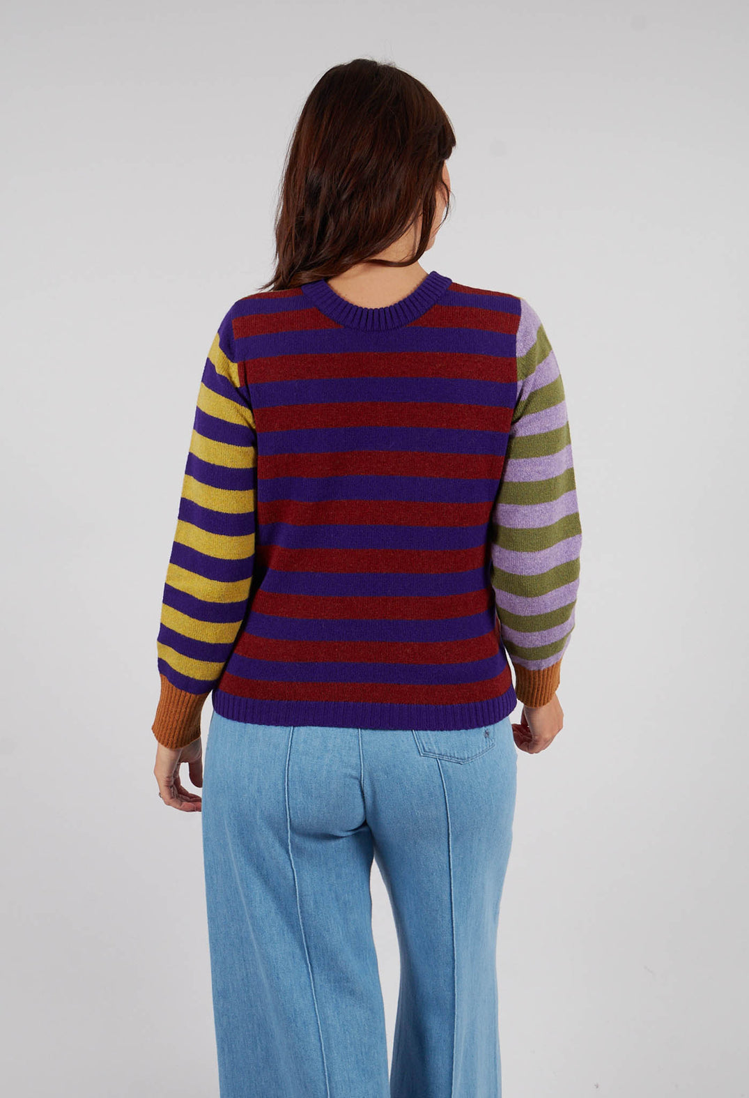 Stobo Stripe Reversible Sweater in Mulberry