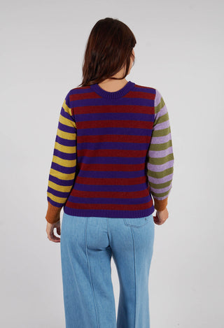 Stobo Stripe Reversible Sweater in Mulberry