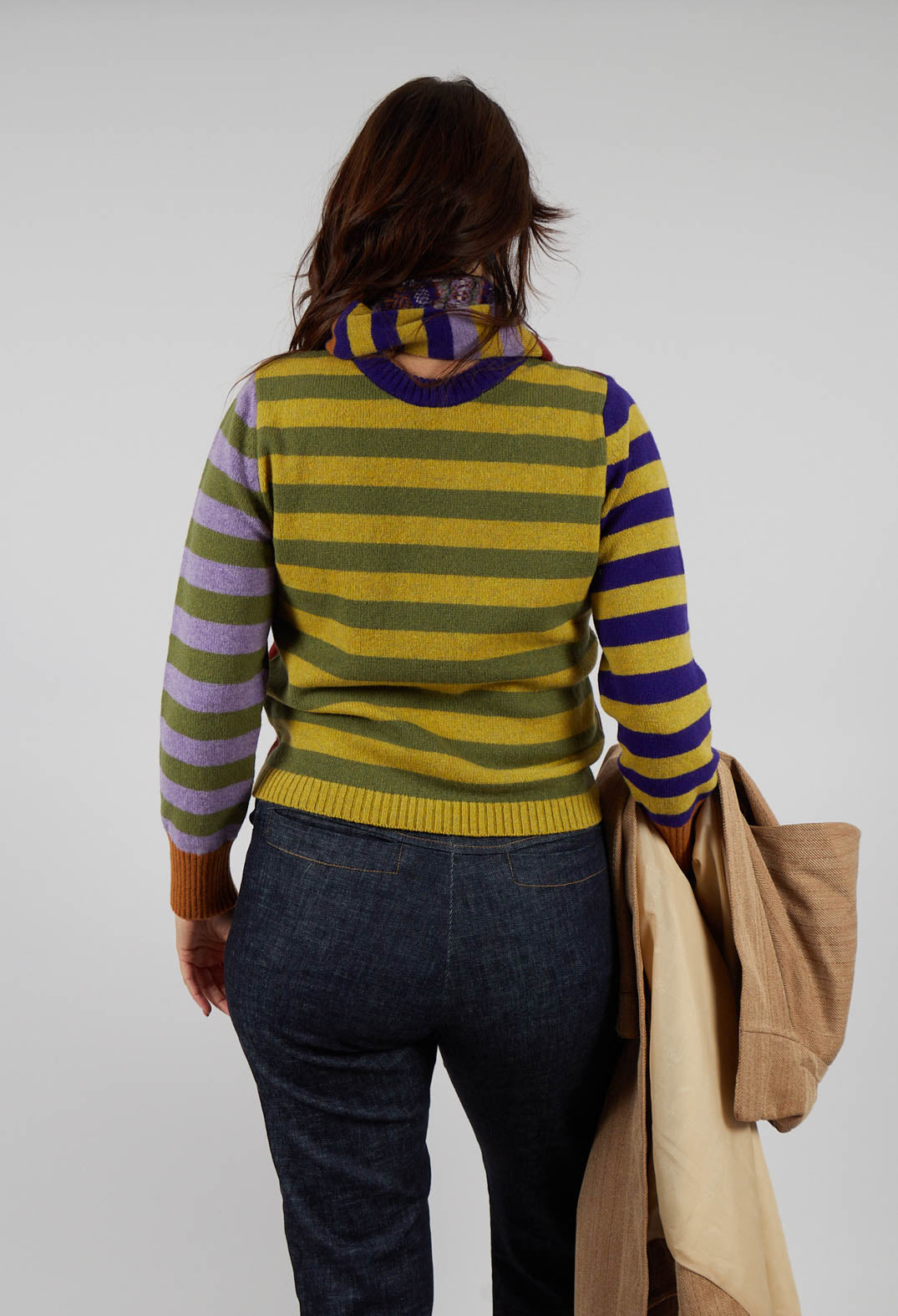 Stobo Stripe Reversible Sweater in Mulberry
