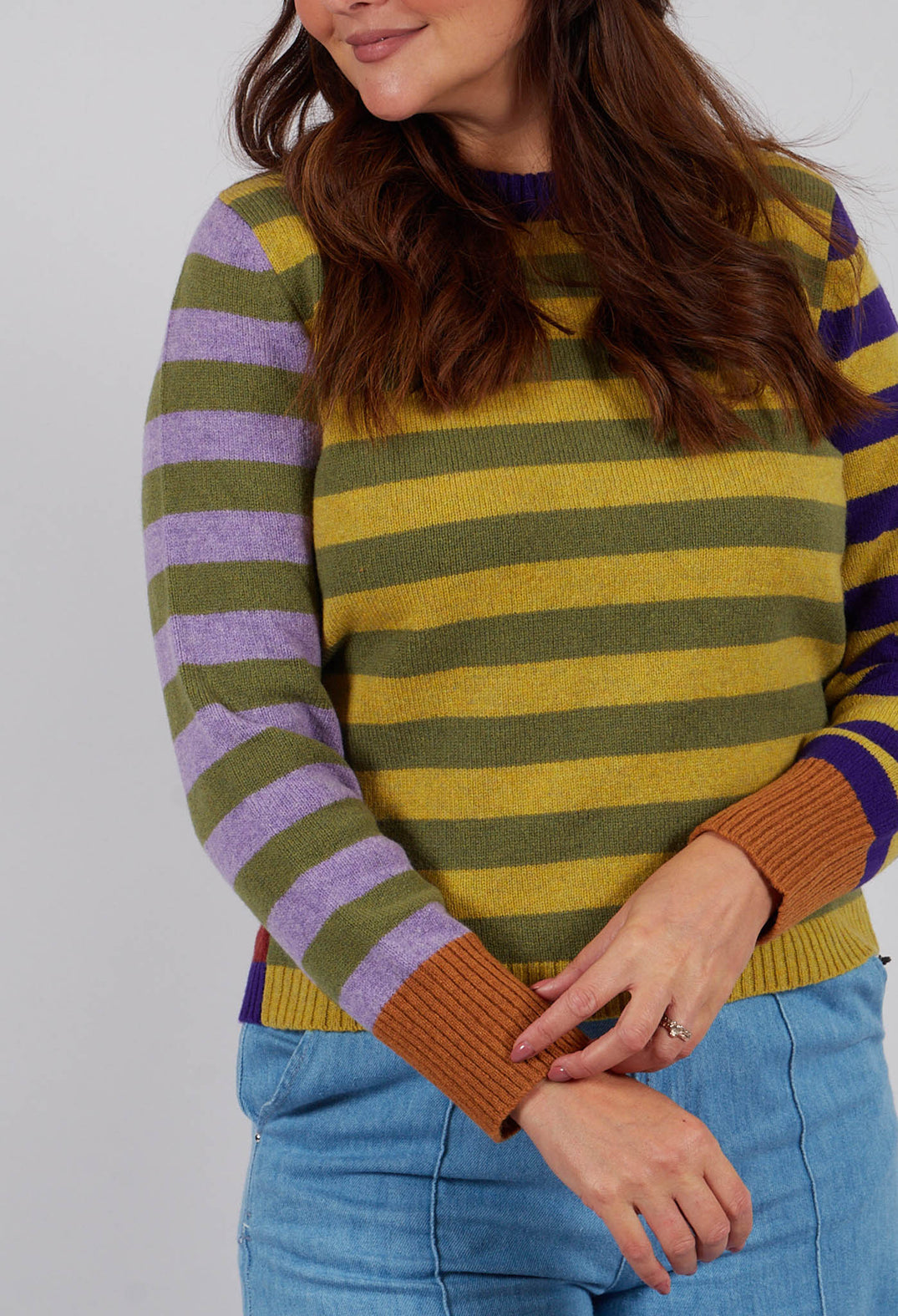 Stobo Stripe Reversible Sweater in Mulberry