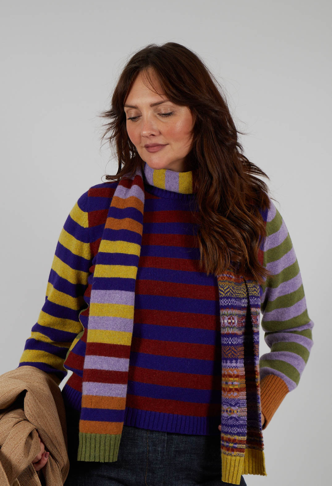 Stobo Stripe Reversible Sweater in Mulberry