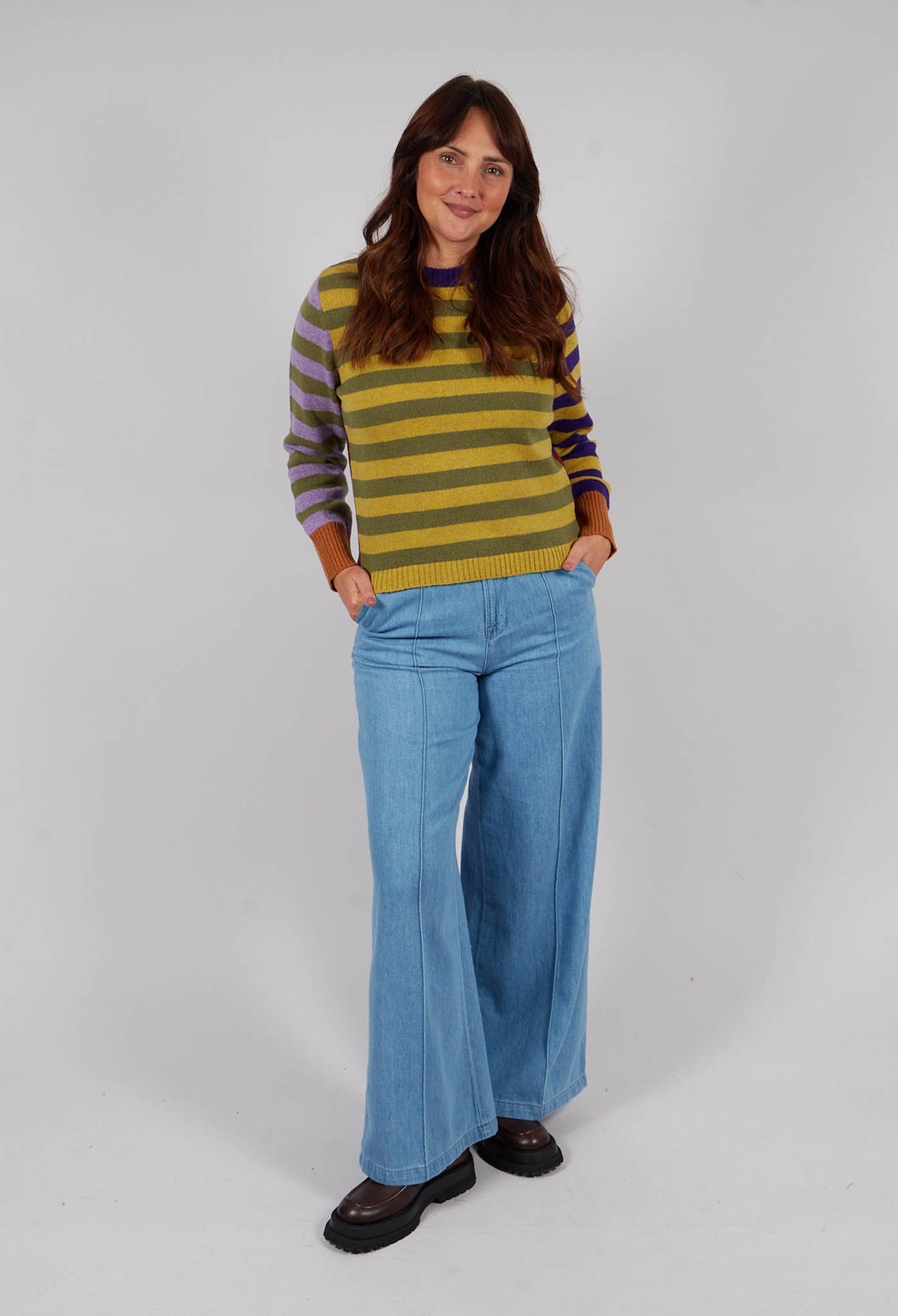 Stobo Stripe Reversible Sweater in Mulberry
