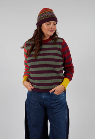 Stobo Stripe Reversible Sweater in Harissa
