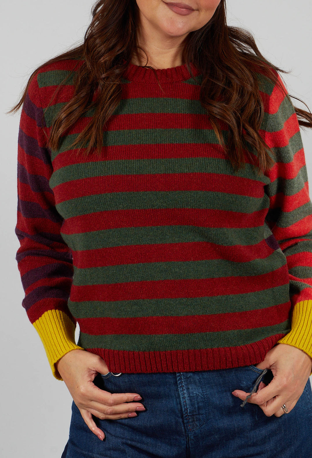 Stobo Stripe Reversible Sweater in Harissa