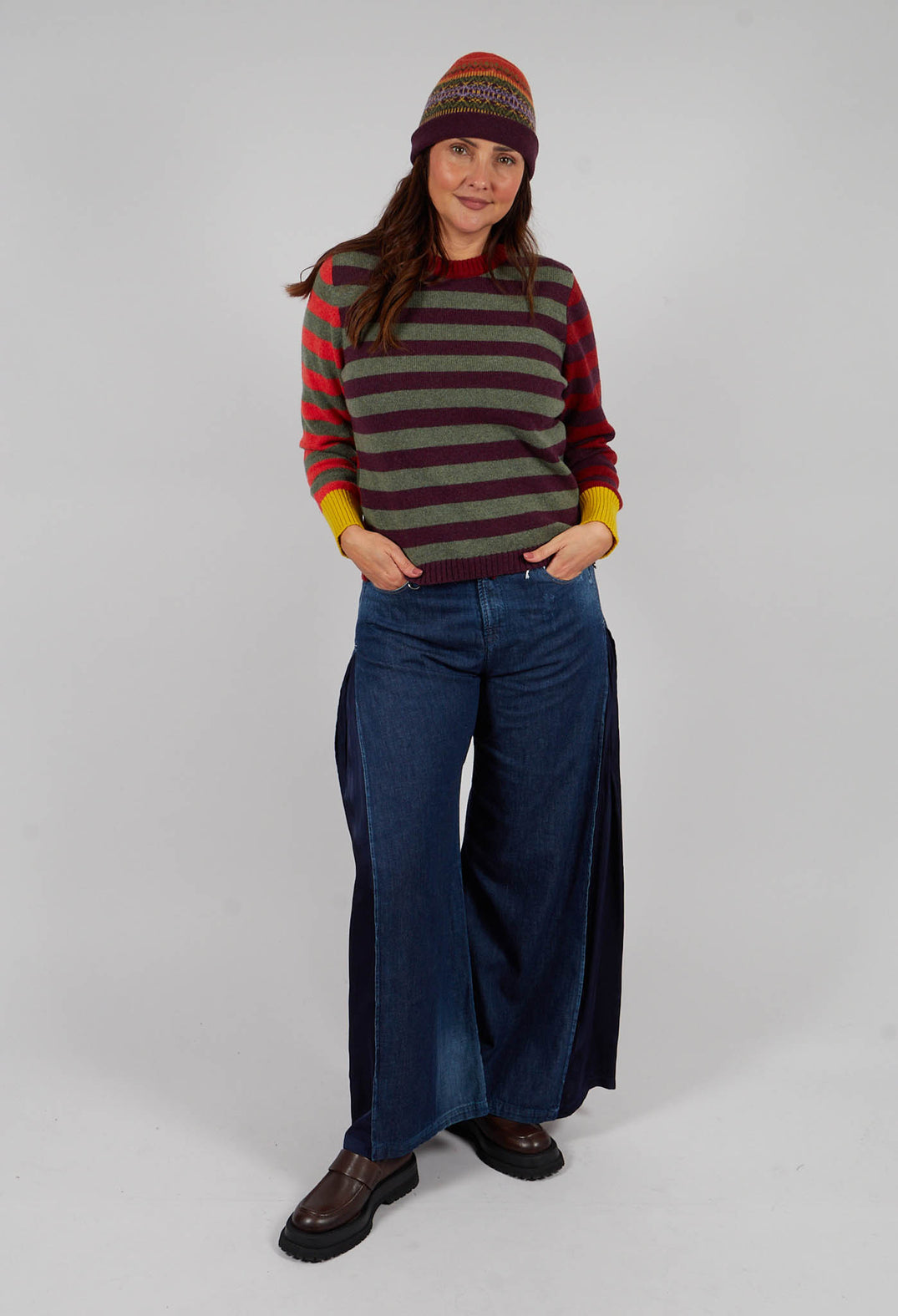 Stobo Stripe Reversible Sweater in Harissa