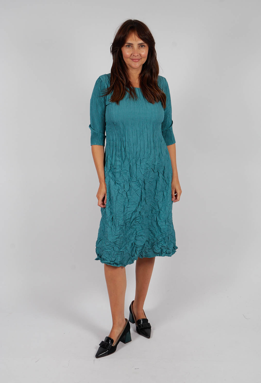Three Quarter smash Dress in Smoky Blue