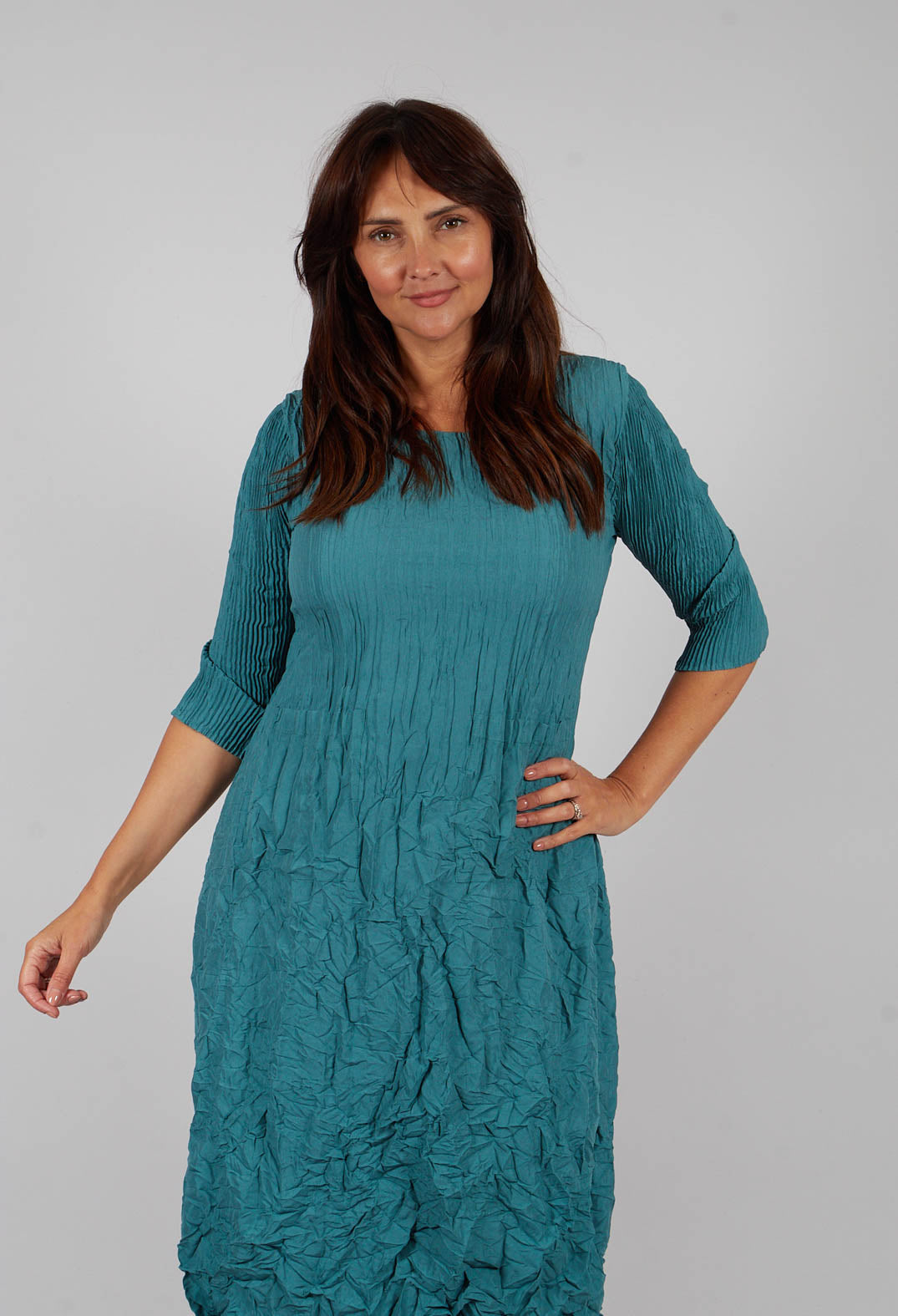 Three Quarter smash Dress in Smoky Blue