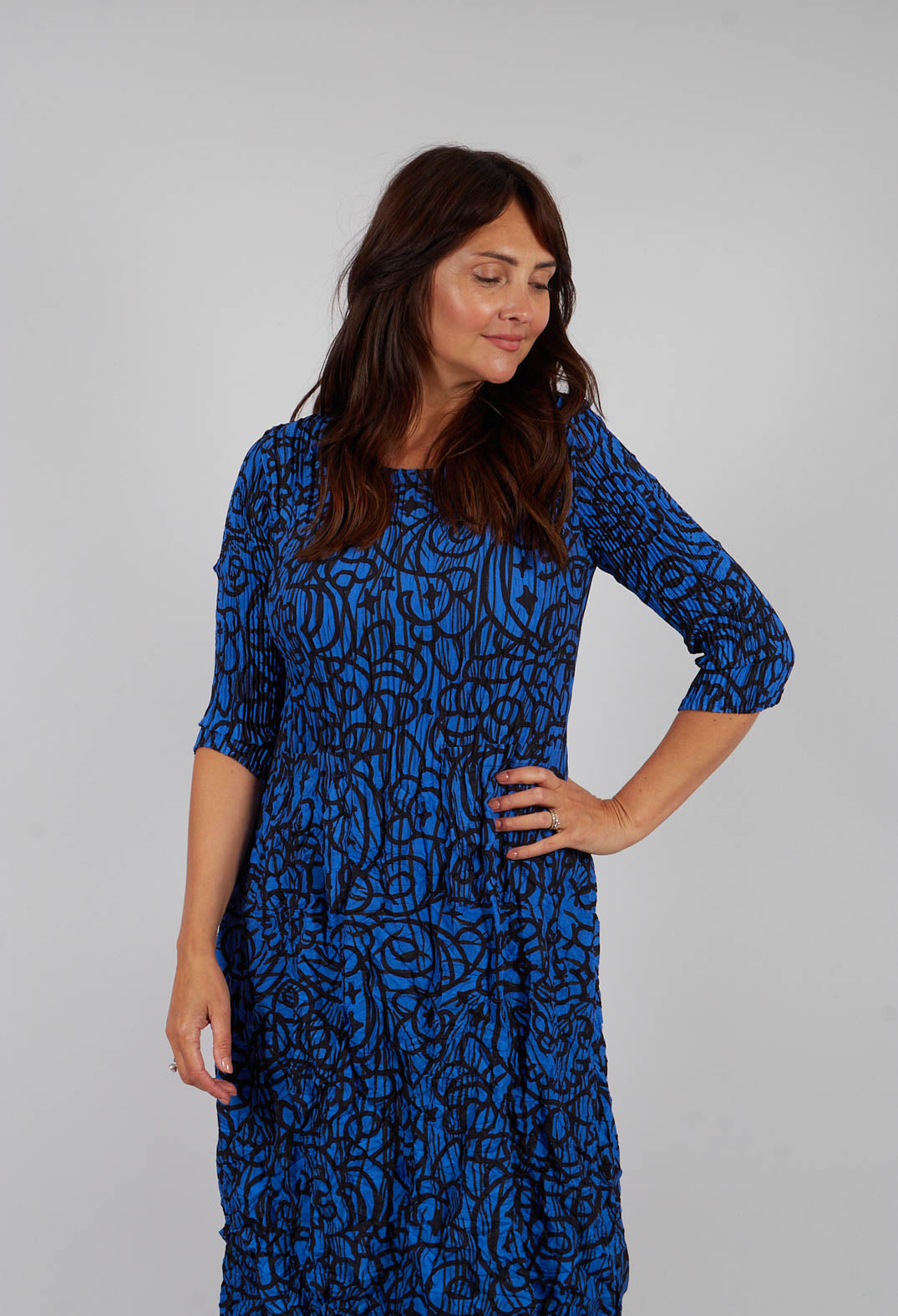 Three Quarter smash Dress in Lapis Gems