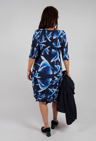 Three Quarter smash Dress in Blue Birds