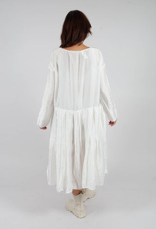 Pleated Boatneck Dress SC in Milk