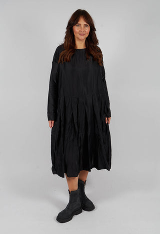 Pleated Boatneck Dress SC in Black