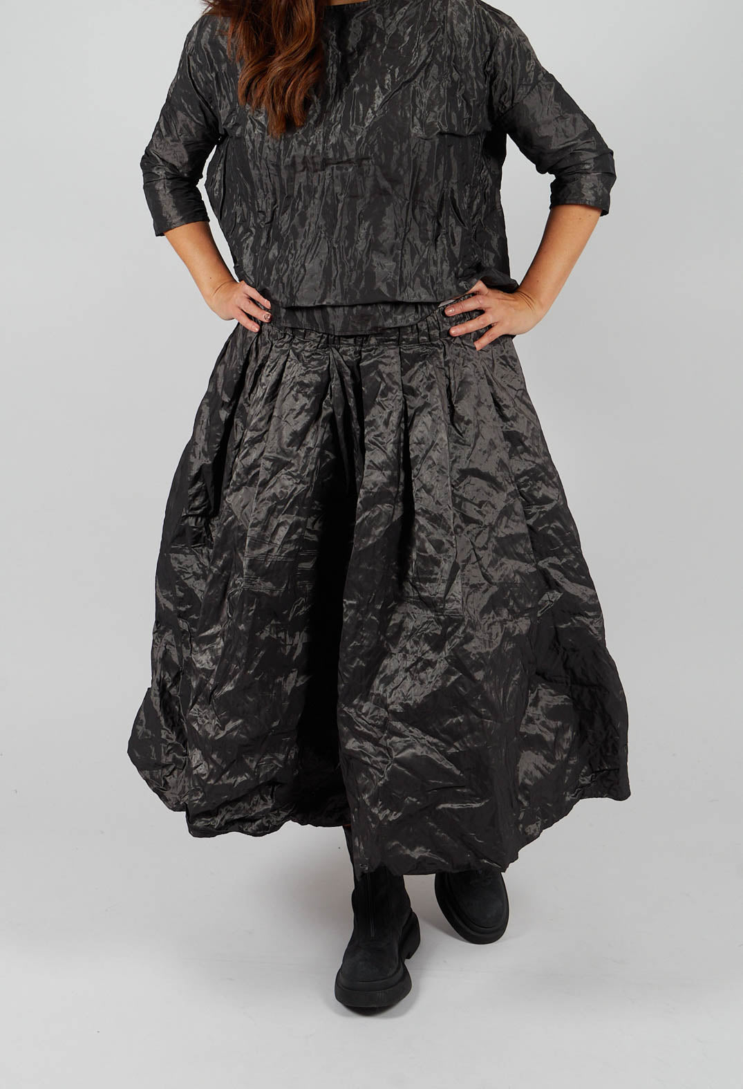 Pleated Long Skirt in Anthracite