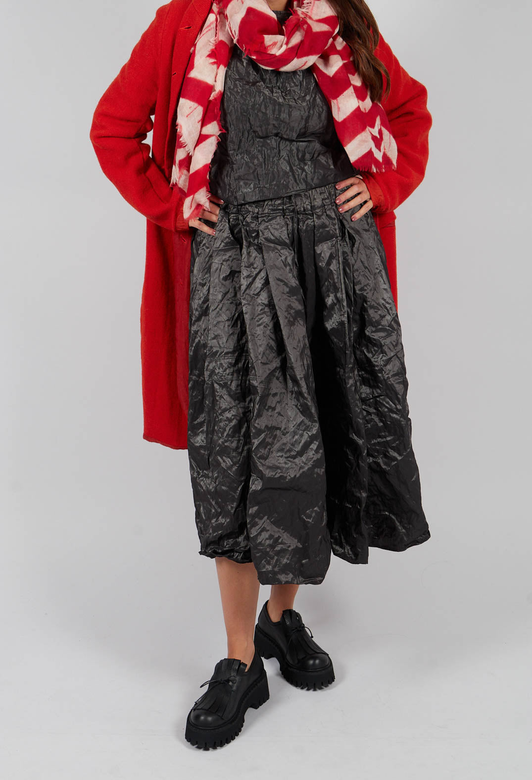 Pleated Long Skirt in Anthracite